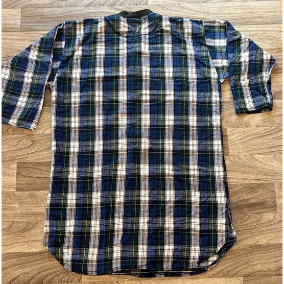 Vintage 90s Eskimo Joe’s Stillwater Womens XL Plaid Flannel Nightshirt Blue - Picture 3 of 11